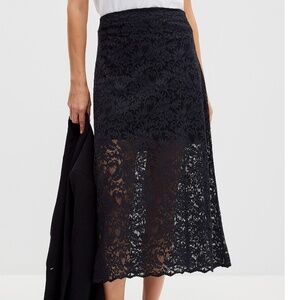 Black romantic lace midi skirt made in Italy NWT